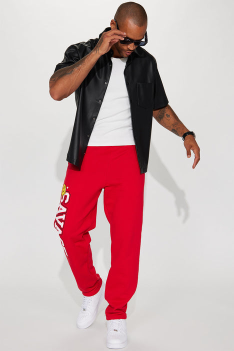 Savage Mode Sweatpant Red Fashion Nova Mens Fleece Bottoms