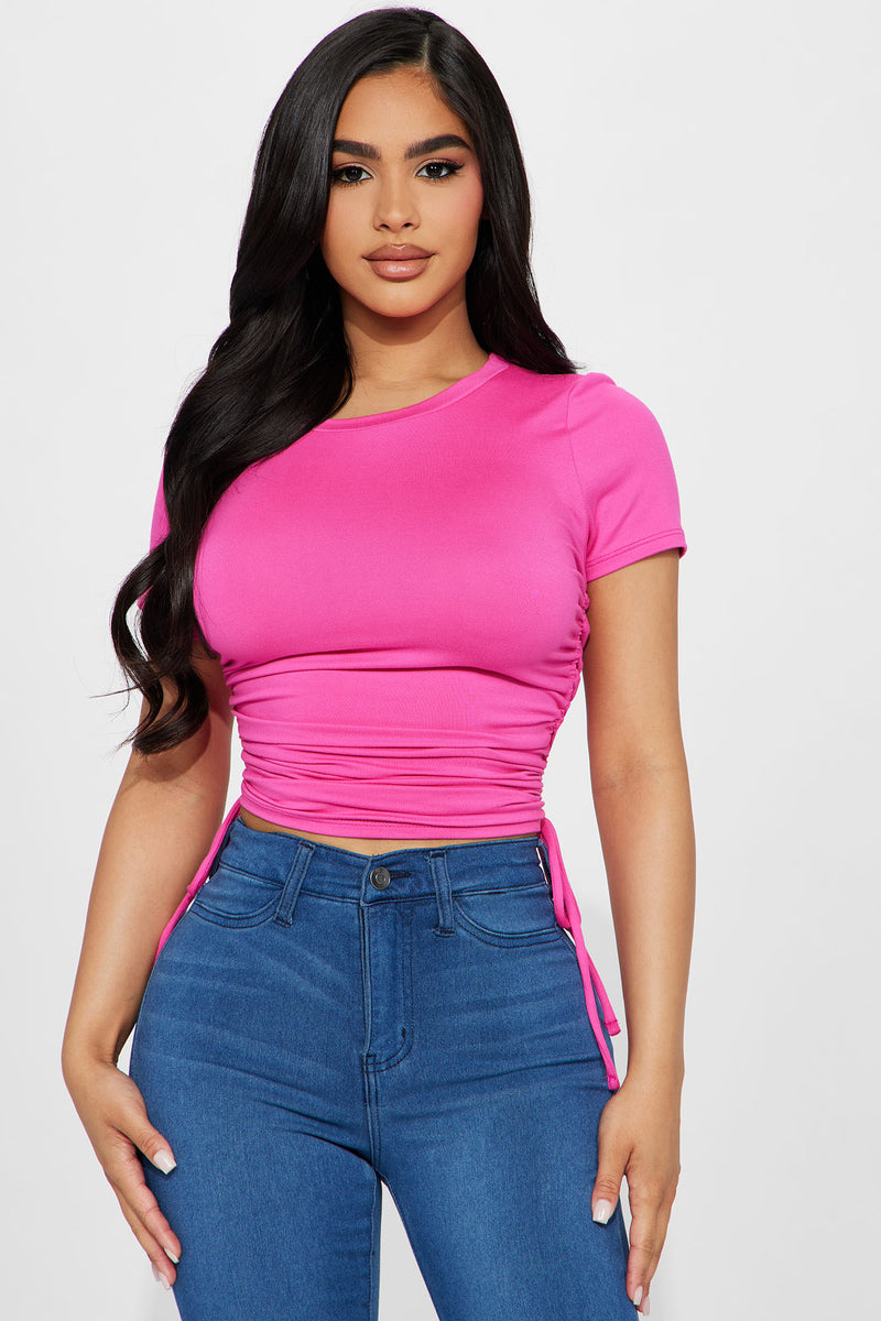 Tops Less Spain Less Is More Ruched Top - Hot Pink | Fashion Nova, Basic Tops ...