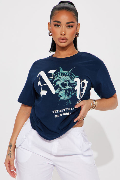 Navy blue deals graphic tee
