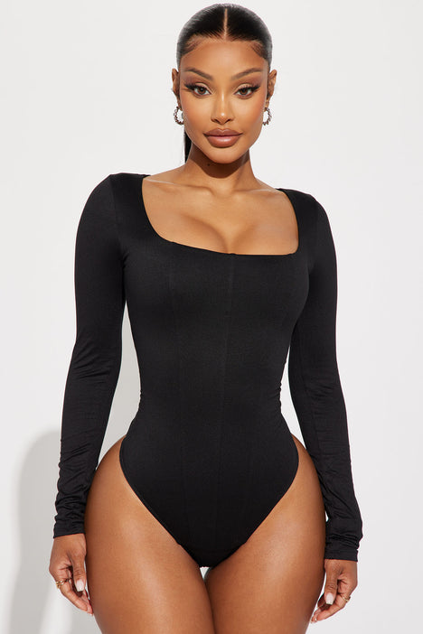 Sammy Square Neck Bodysuit Black