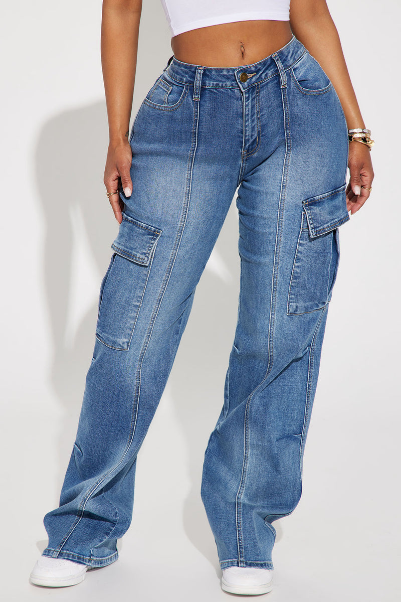 Say It Now Stretch Straight Leg Cargo Jeans - Dark Wash | Fashion Nova ...