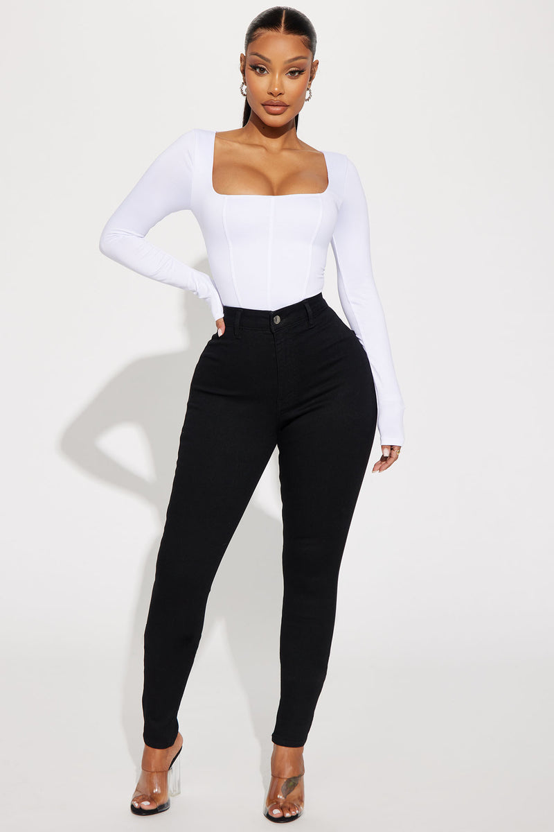 Sammy Square Neck Bodysuit - White | Fashion Nova, Basic Tops ...