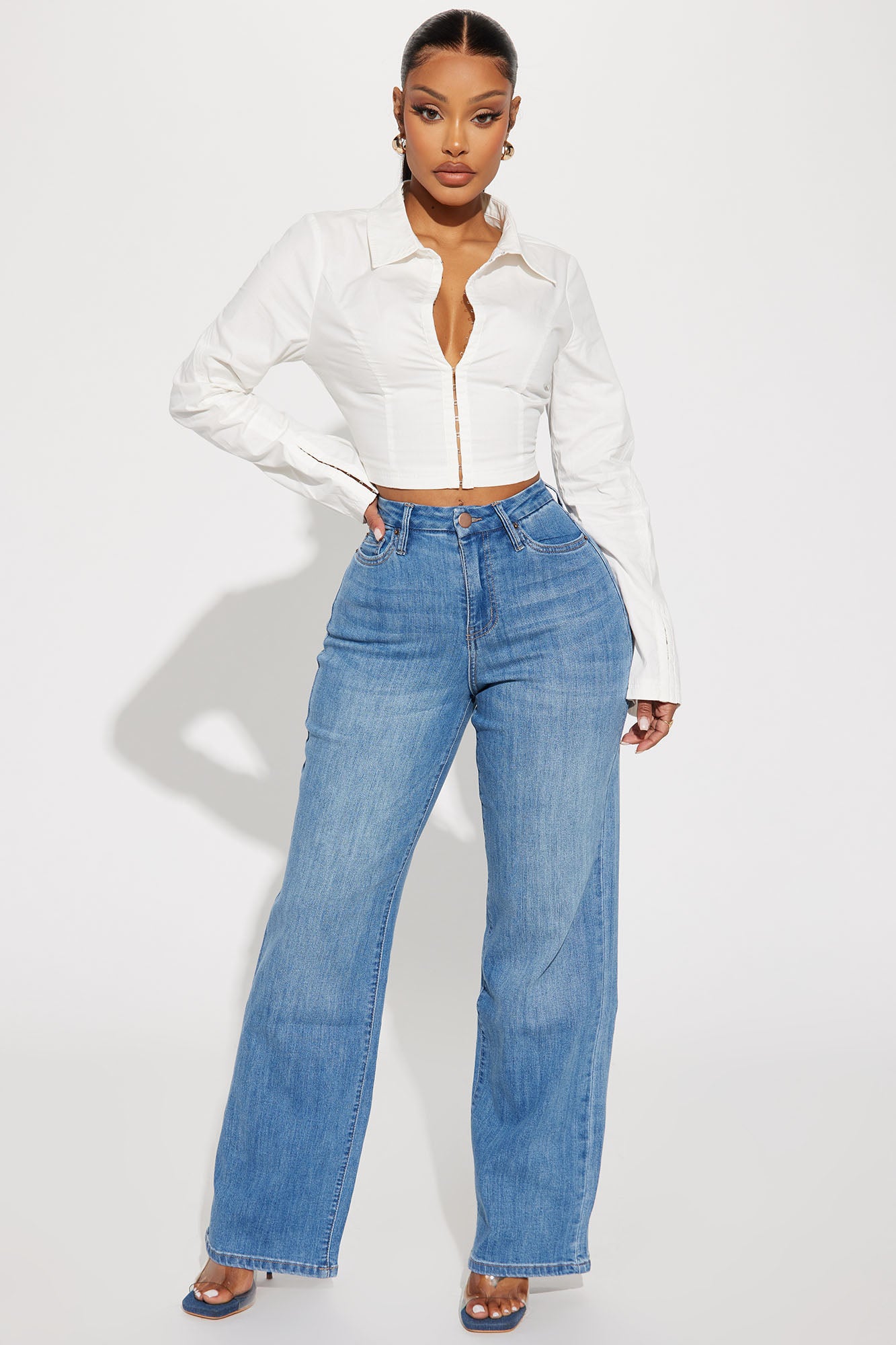Stretch straight sales leg jeans