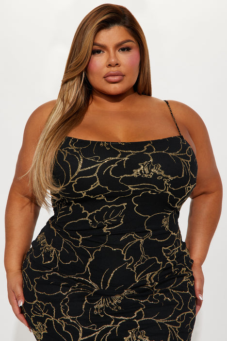 Black and gold cocktail dress hotsell plus size