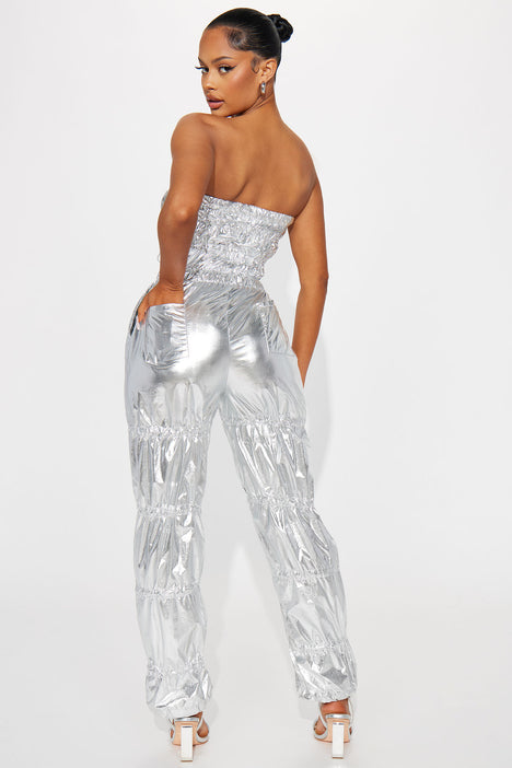 Fashion nova outlet silver jumpsuit