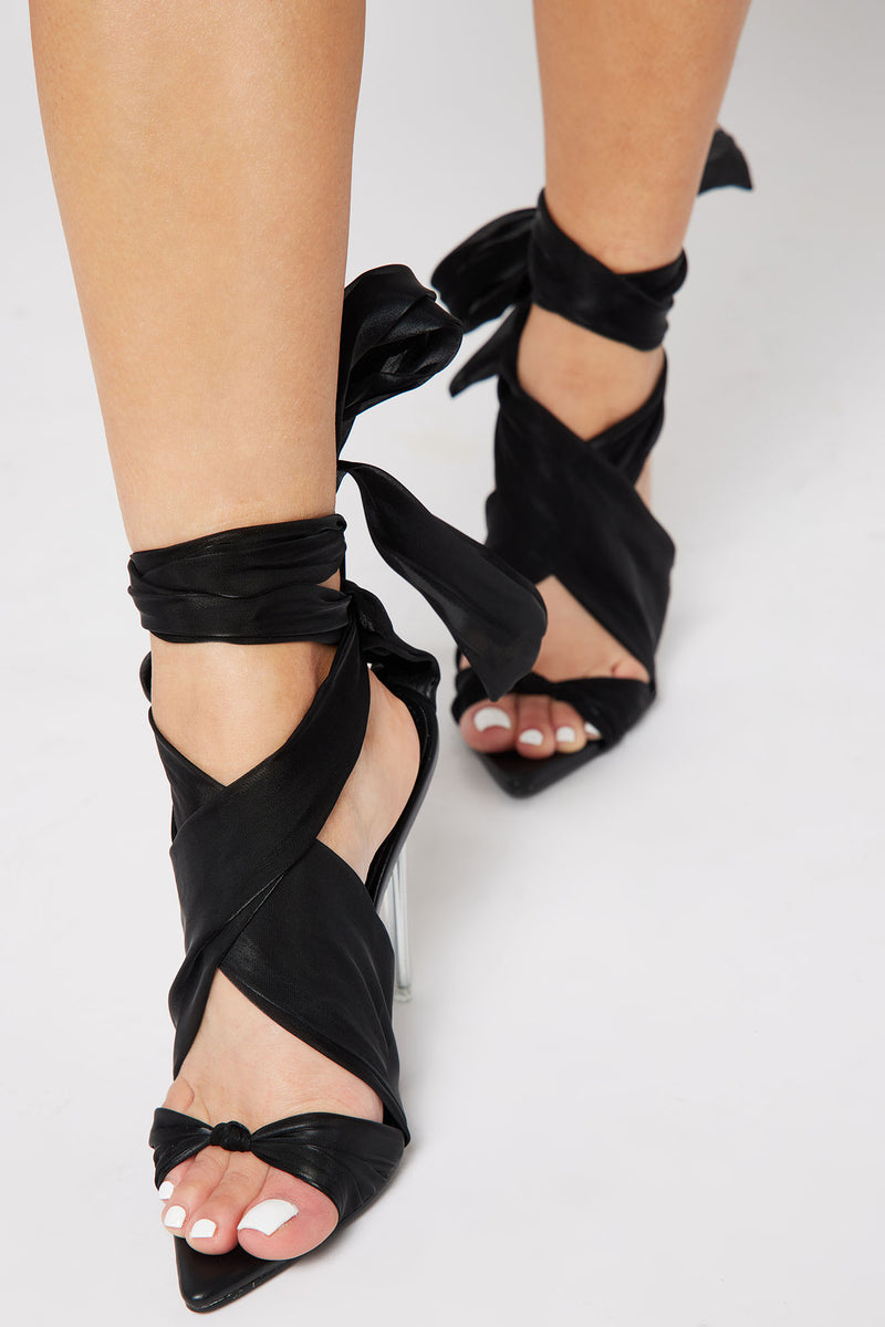 Stella Wrap Up Heels Black Fashion Nova, Shoes Fashion Nova