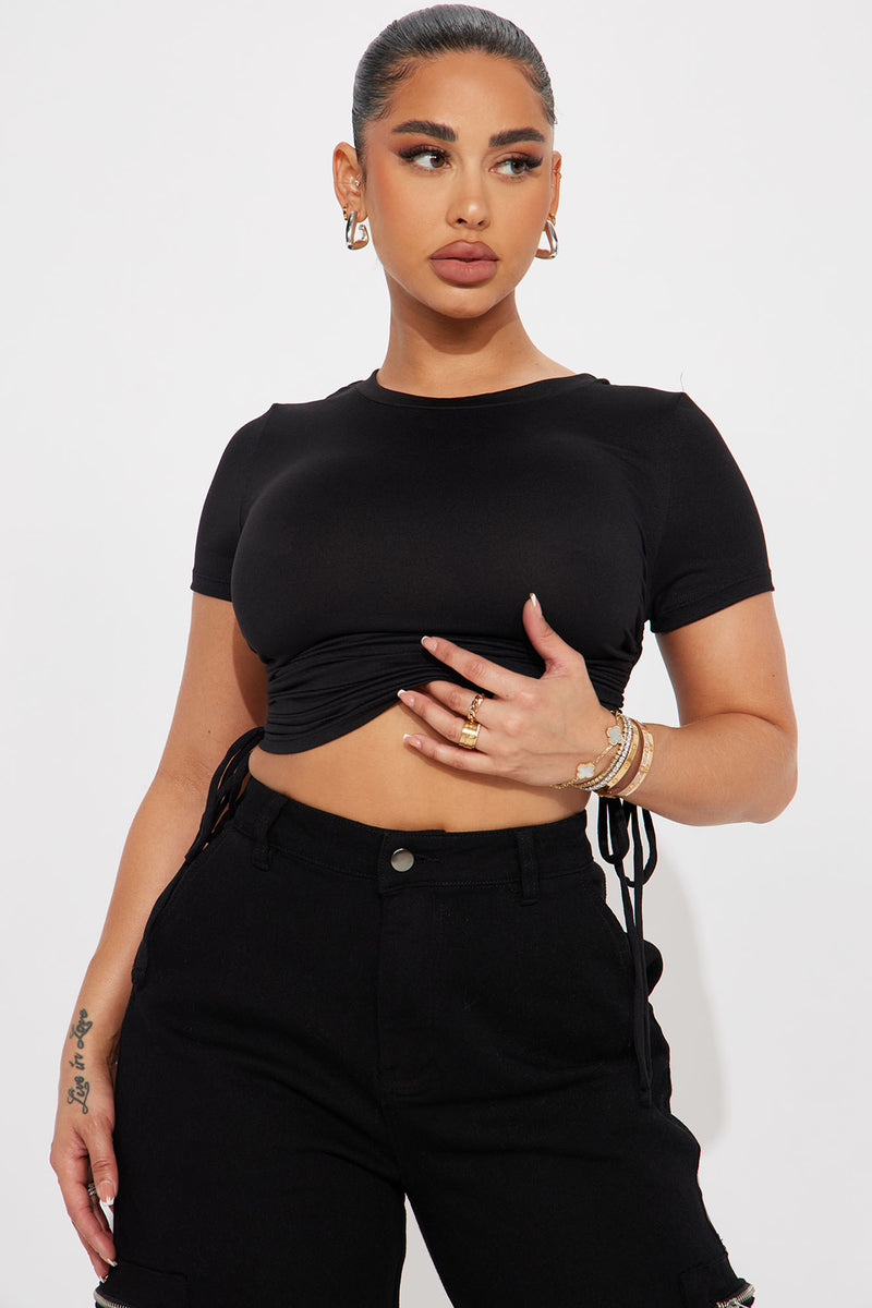 Less Is More Ruched Top - Black | Fashion Nova, Basic Tops & Bodysuits ...
