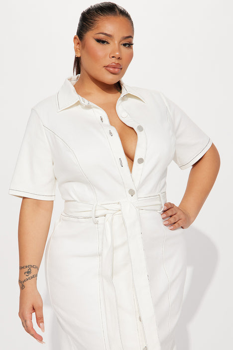 Plus size hotsell white denim dress