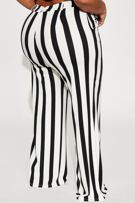 Seeing Stripes Wide Leg Trouser Black White