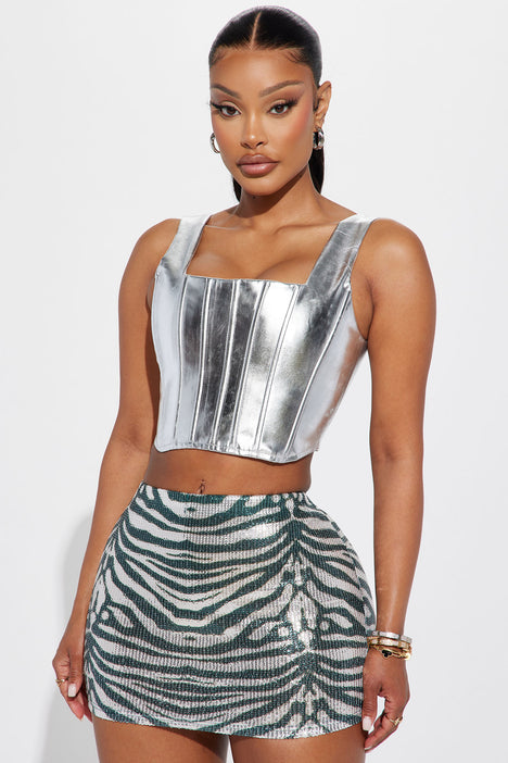 Silver bustier discount crop top