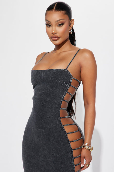 Britney Denim Midi Dress Black Wash