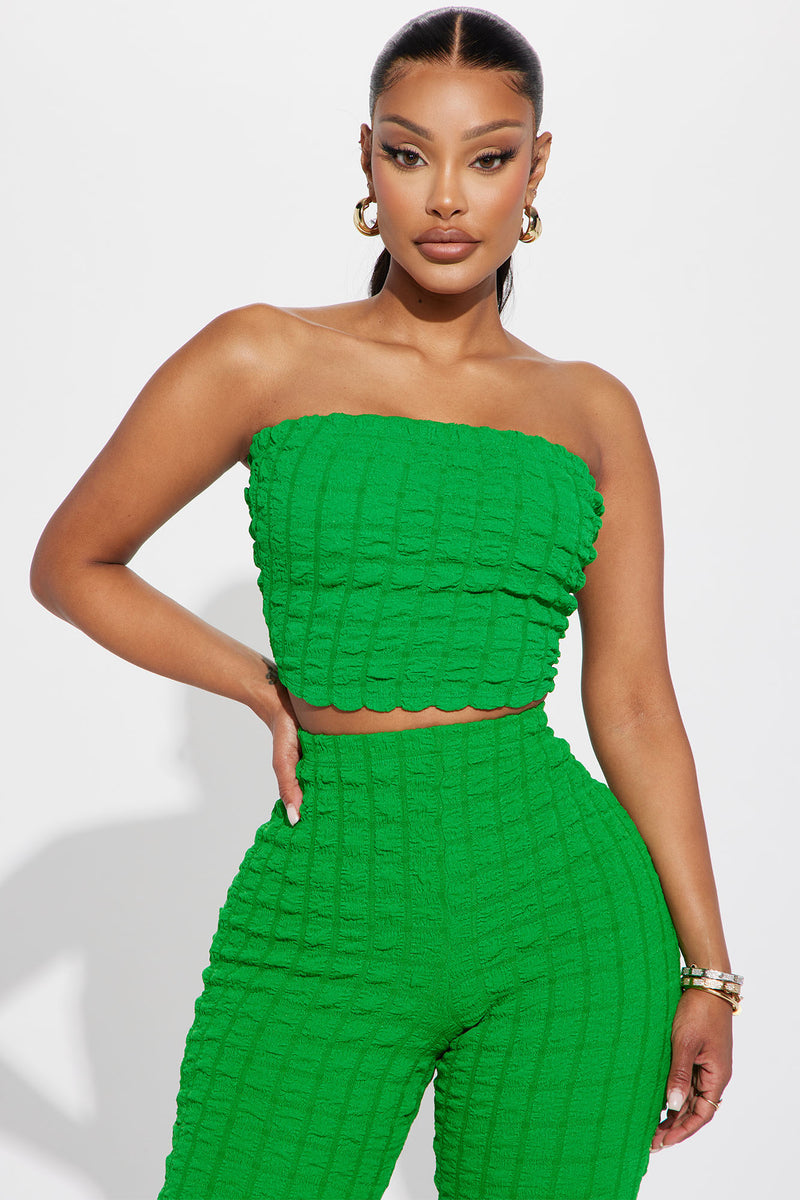 Tell Me All About It Bubble Pant Set Kelly Green Fashion Nova