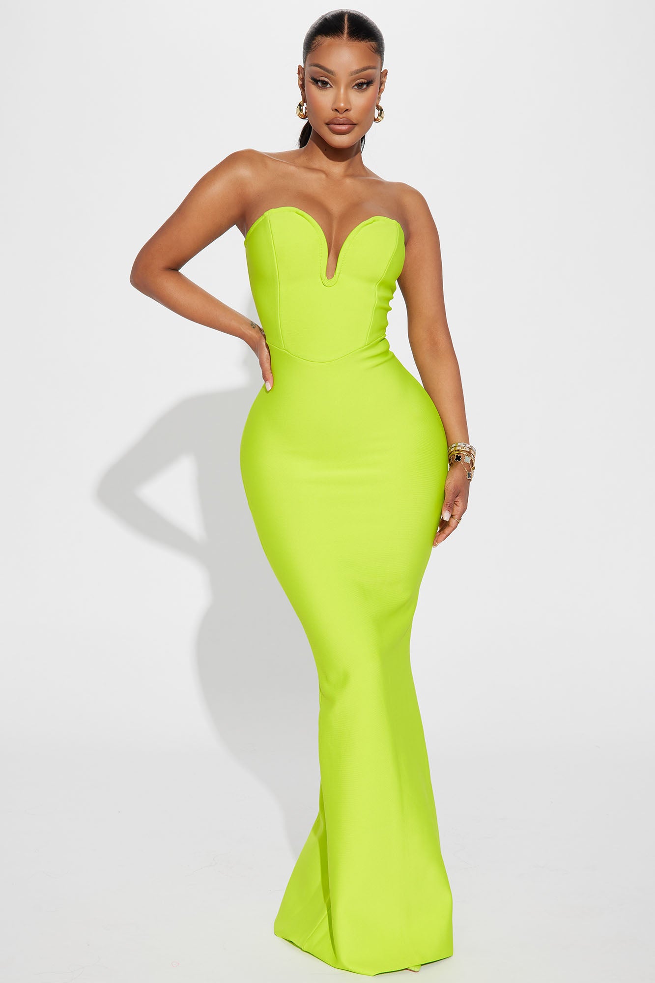 Lime green dress fashion nova clearance