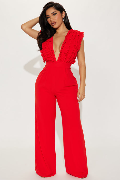 Fashion nova red jumpsuit deals
