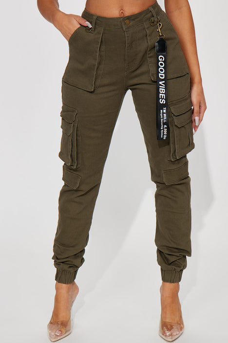 Tall Good Vibes Cargo Jogger - Olive, Fashion Nova, Pants