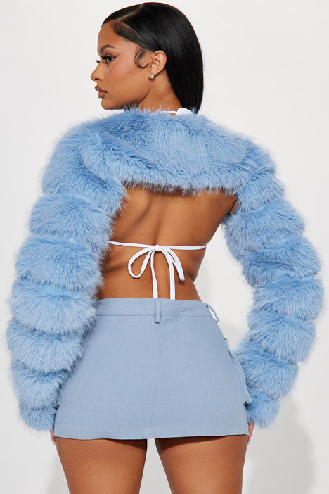 Blue fur shrug online