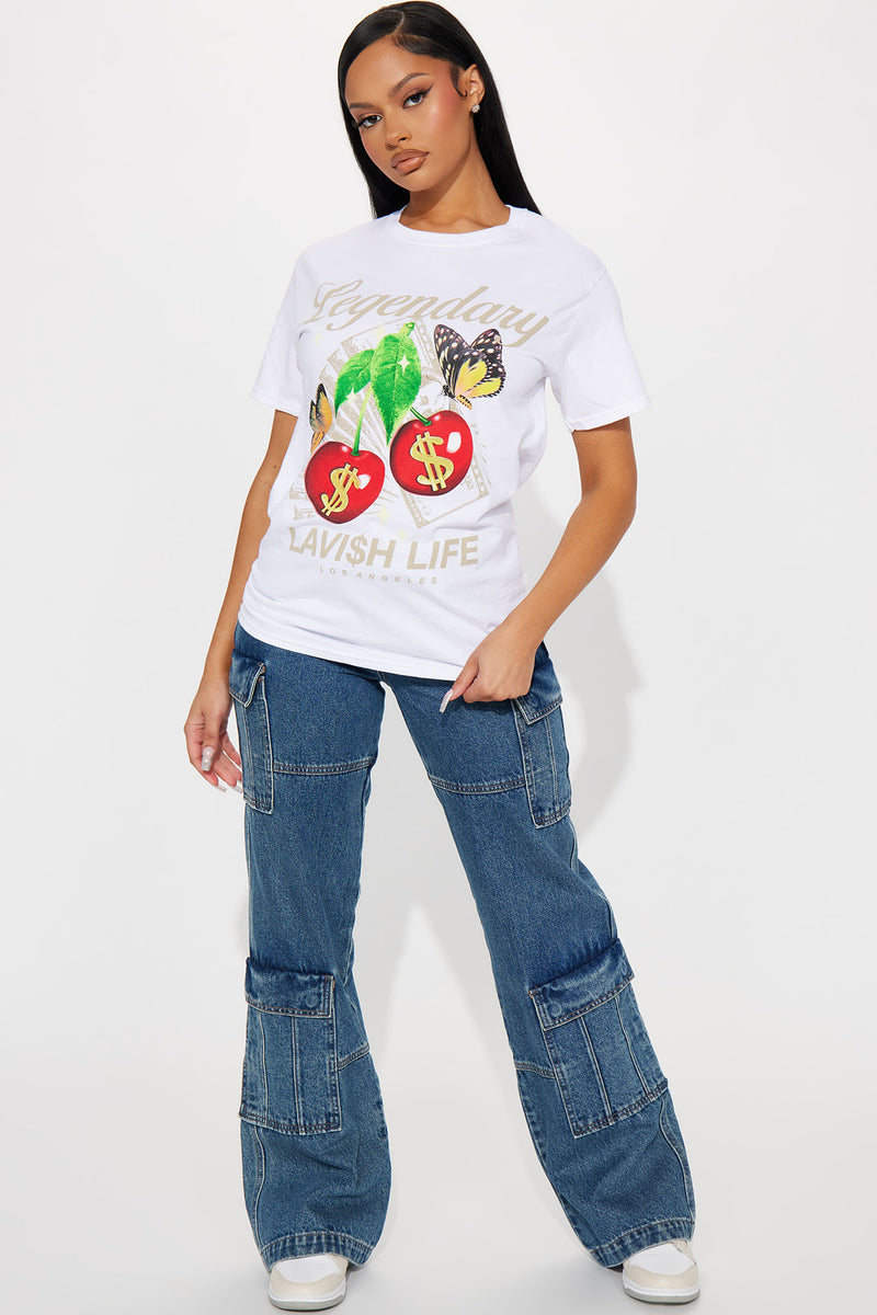 Living The Lavish Life Graphic Tshirt - White | Fashion Nova, Screens ...