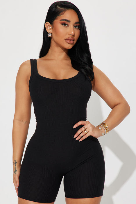 Aideen Ribbed Romper Black Fashion Nova Rompers Fashion Nova