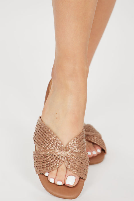 Let s Make Plans Flat Sandals Tan