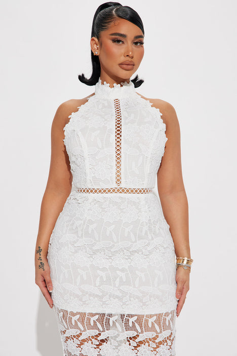 Lisa Lace Midi Dress White