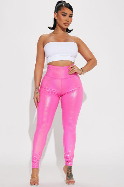 Shimmer All Day Iridescent Legging - Pink, Fashion Nova, Leggings
