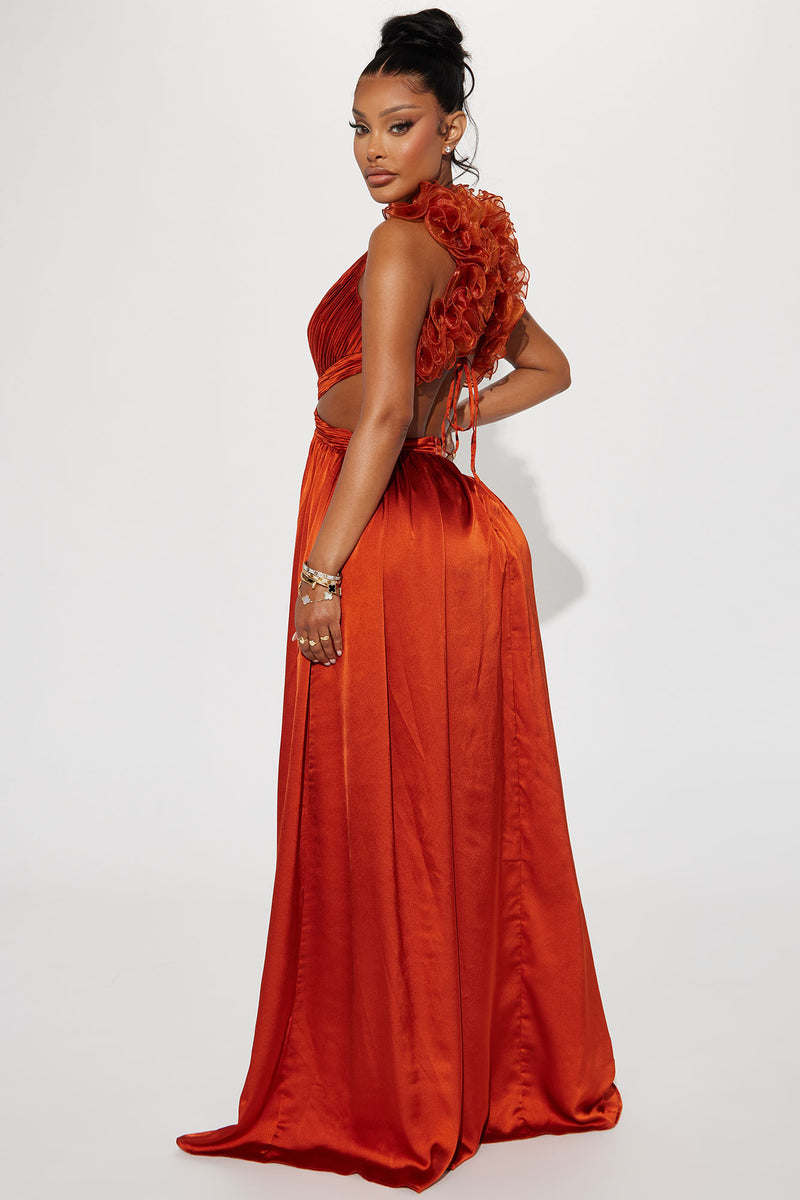 Going To The Chapel Satin Maxi Dress - Rust | Fashion Nova, Dresses ...