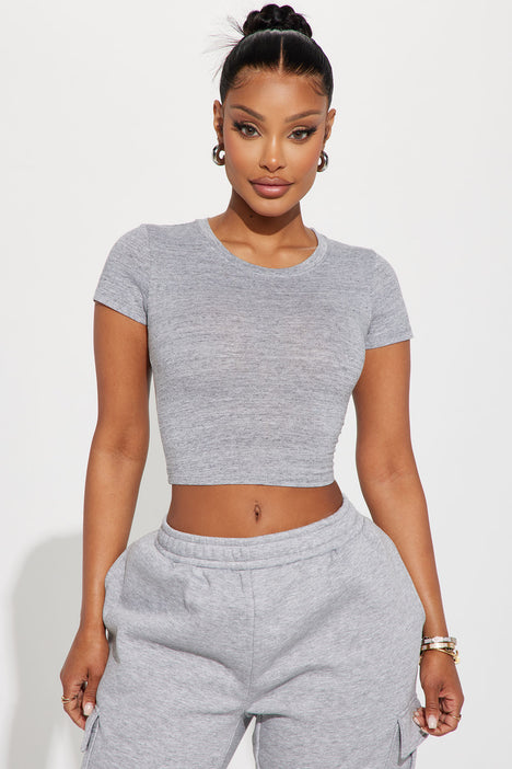 Cropped grey crew best sale neck