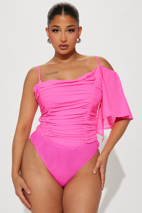 Pink mesh bodysuit discount