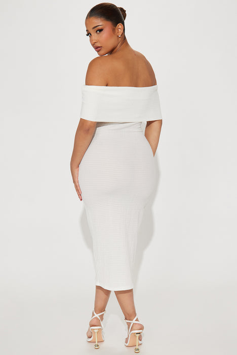 Ana Off Shoulder Midi Dress White Fashion Nova Dresses