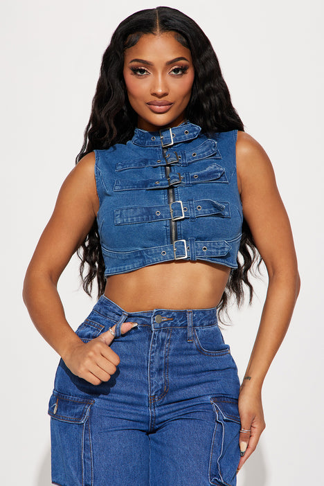 Totally Street Vibes Denim Top Medium Wash