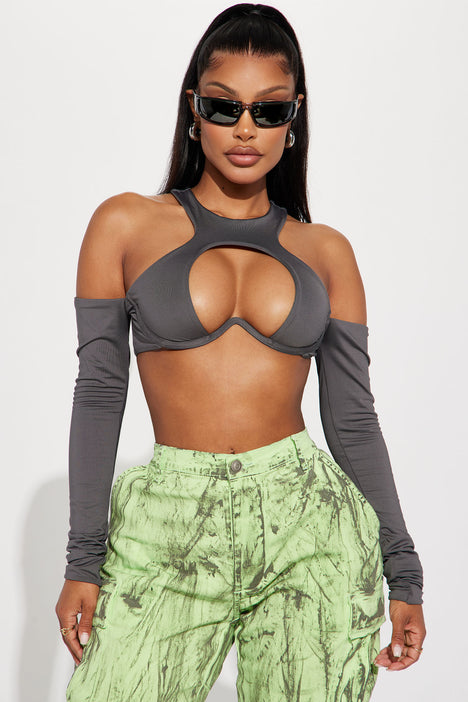 SALE :Charcoal Knit Bra Top