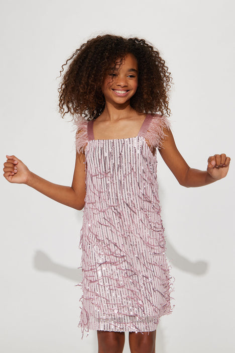 Mini Flapper In Feathers Dress Pink