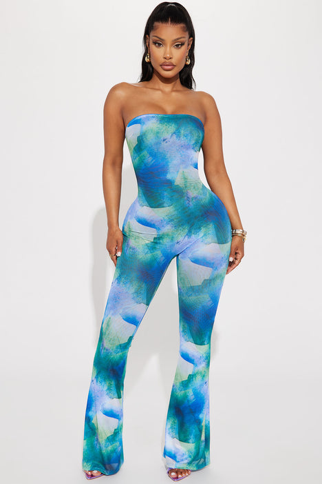 Sweet Temptation Mesh Jumpsuit Blue combo