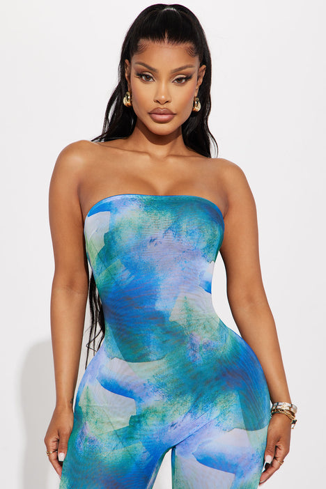 Tie dye strapless romper sales