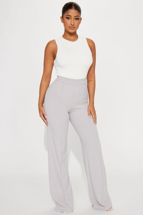 Victoria High Waisted Dress Pants Grey