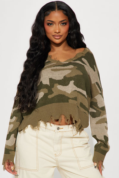 Camo best sale crop sweater