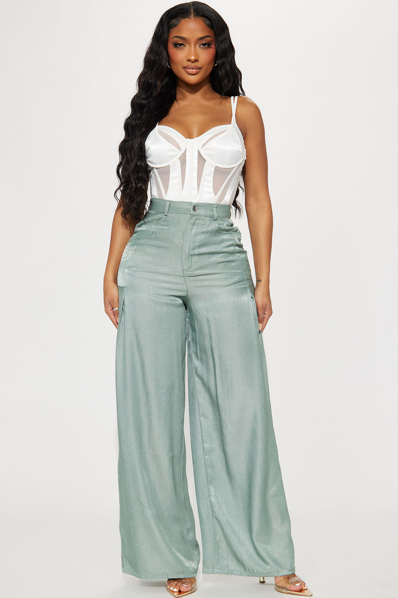 Olive Dancing Palms Wide Leg Pant