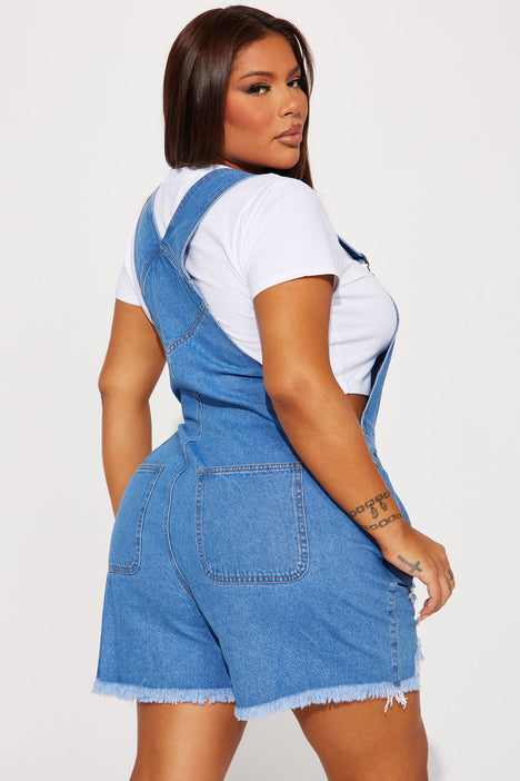 Plus size denim shortalls top