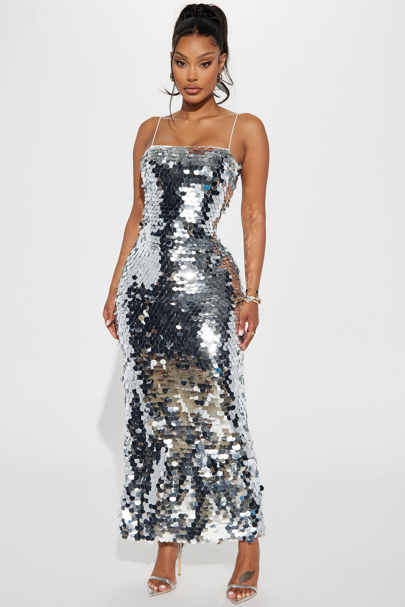 Peyton Sequin Maxi Dress - Silver | Fashion Nova, Dresses | Fashion Nova