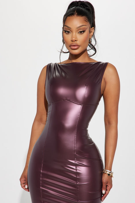 Burgundy top leather dress