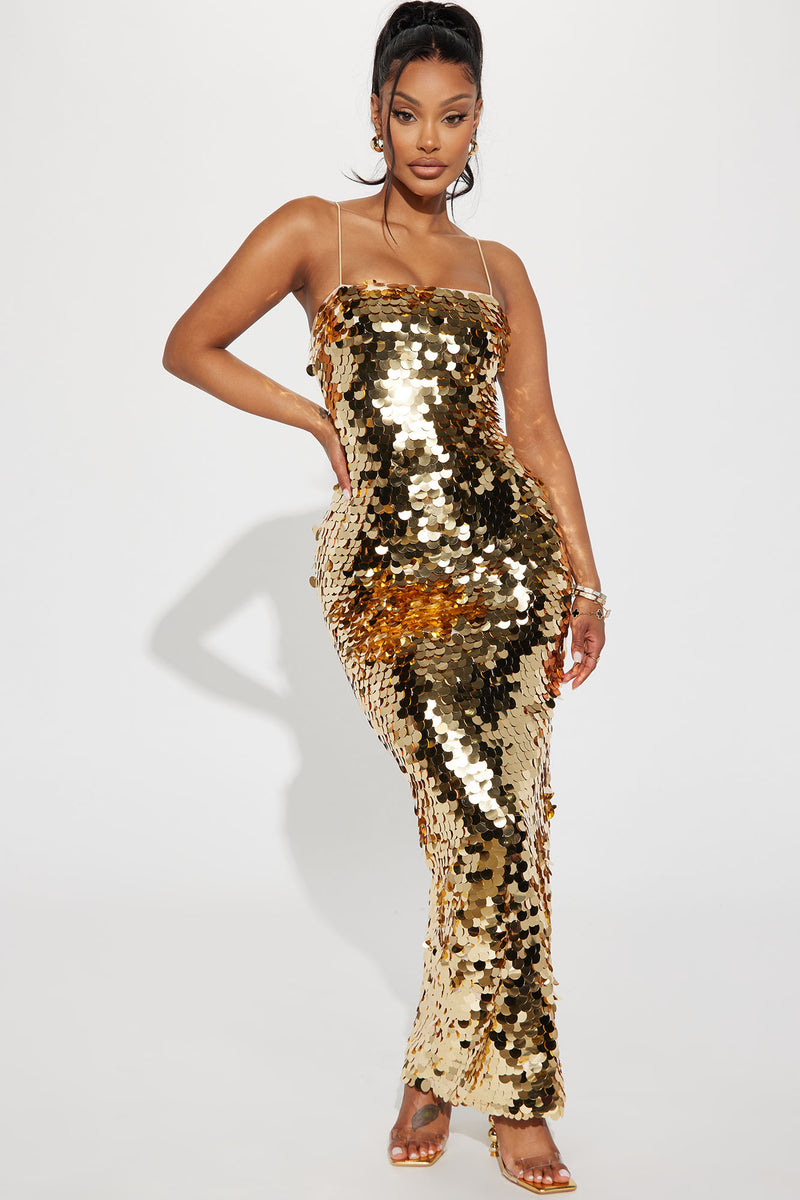 Peyton Sequin Maxi Dress - Gold | Fashion Nova, Dresses | Fashion Nova