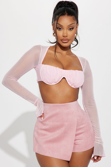 Follow The Sparks Pink Star Mesh Crop Top With Bralette FINAL SALE – Pink  Lily