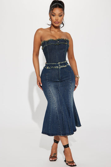 Off the shoulder hotsell denim dress fashion nova