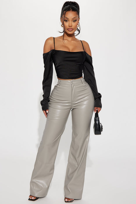 Grey leather pants womens online