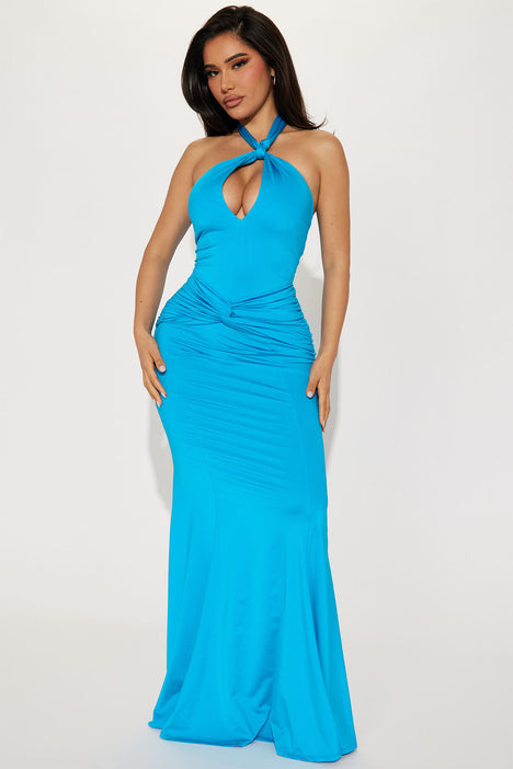 Turquoise halter top dress