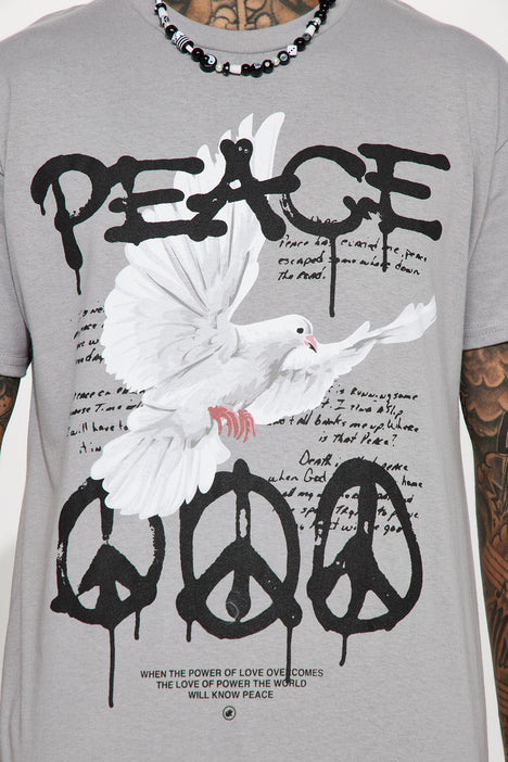 The Power Of Peace Short Sleeve Tee - Grey, Fashion Nova, Mens Graphic  Tees