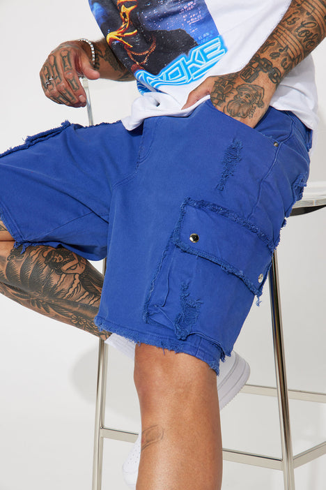 Mens royal blue cargo shorts sales