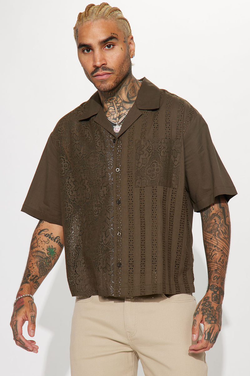 Mixed Bag Textured Cuban Shirt - Brown | Fashion Nova, Mens Shirts ...