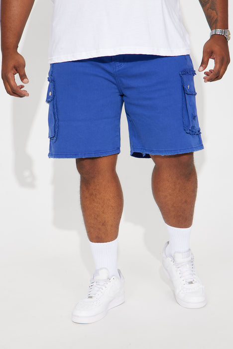 Royal blue cargo shorts shop