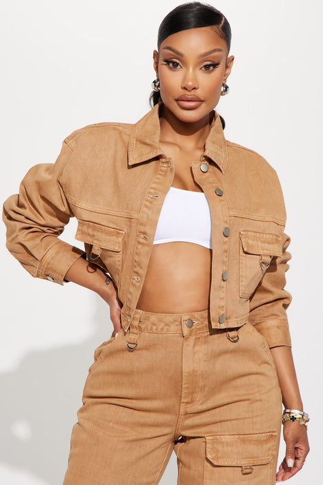 Tan denim cheap jacket womens